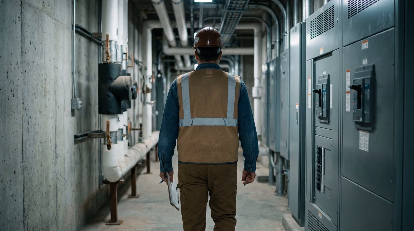 Maintenance round in a commercial building